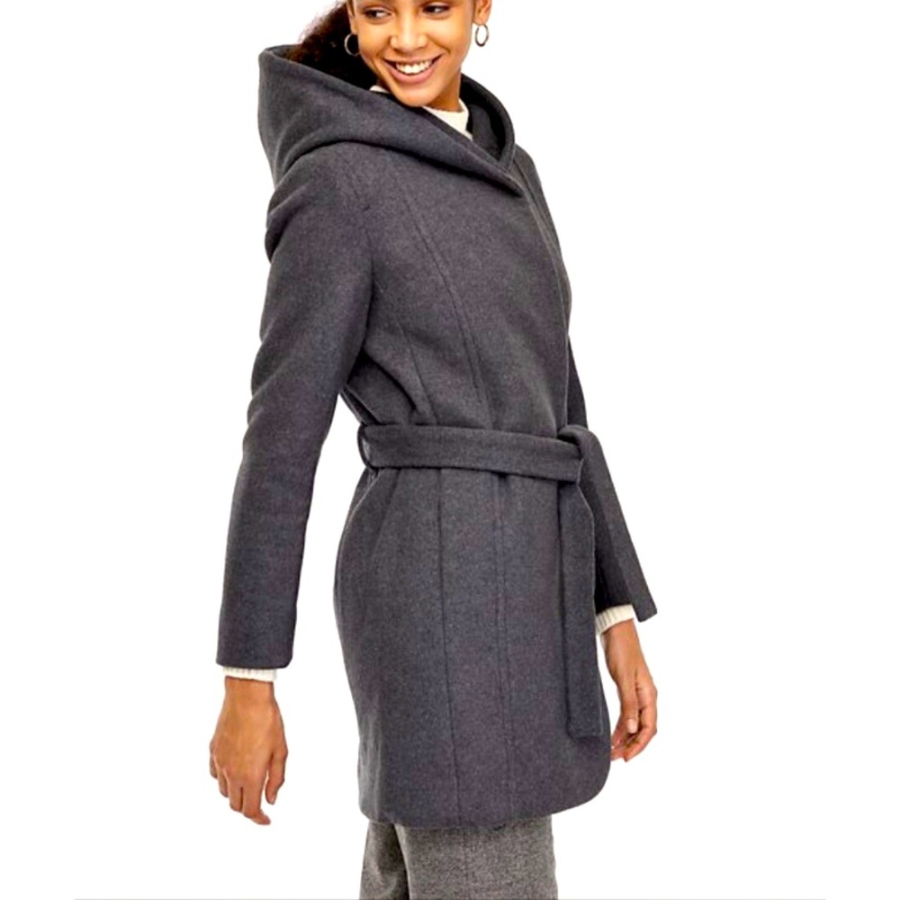 Wilfred Italian Wool Cashmere Grey Hoodie Coat Size S
